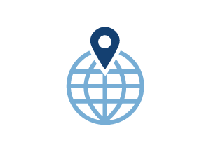 Blue globe with pin icon